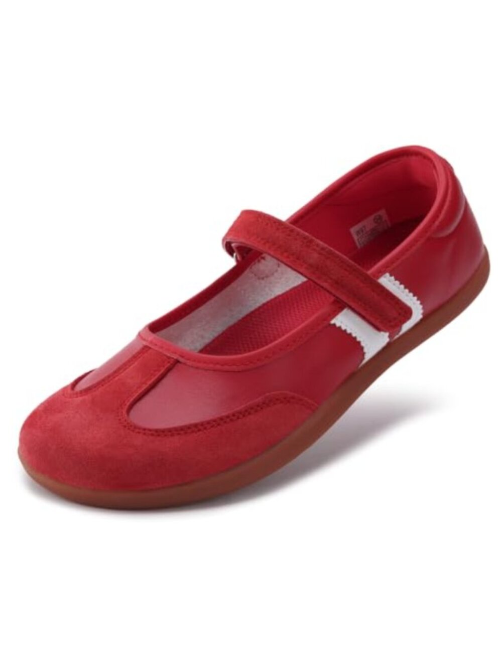 Barefoot Mary Jane Flats Wide Toe Box Zero Drop Faux Leather Walking